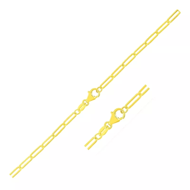 10K Yellow Gold Paperclip Bracelet (2.5mm)