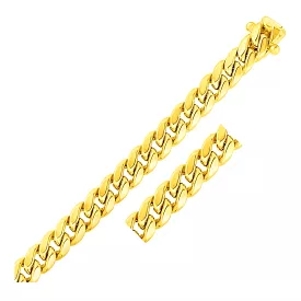 11mm 14k Yellow Gold Semi Solid Miami Cuban Bracelet