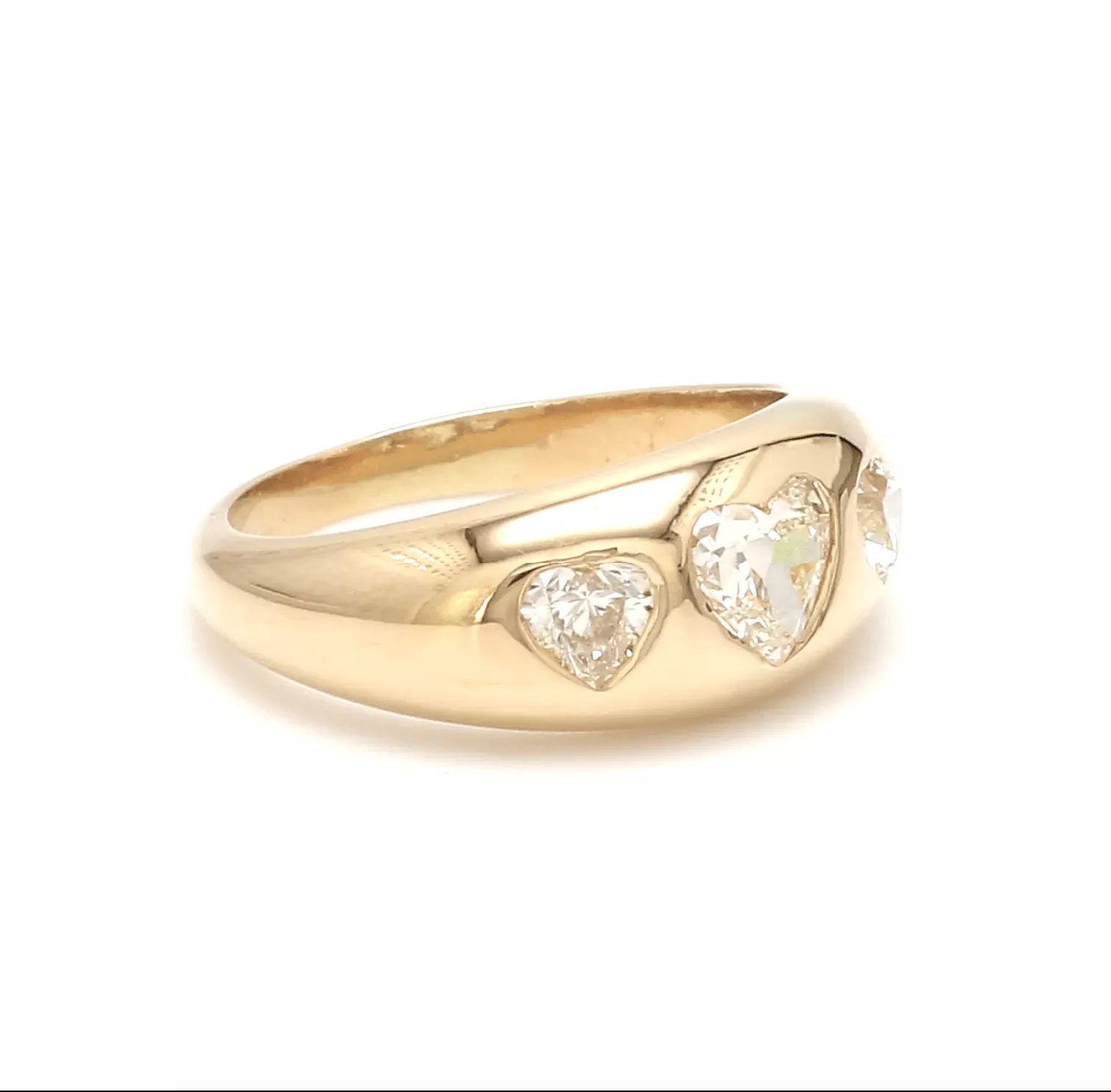 14K & 18K Gold Heart Diamond Dome Ring