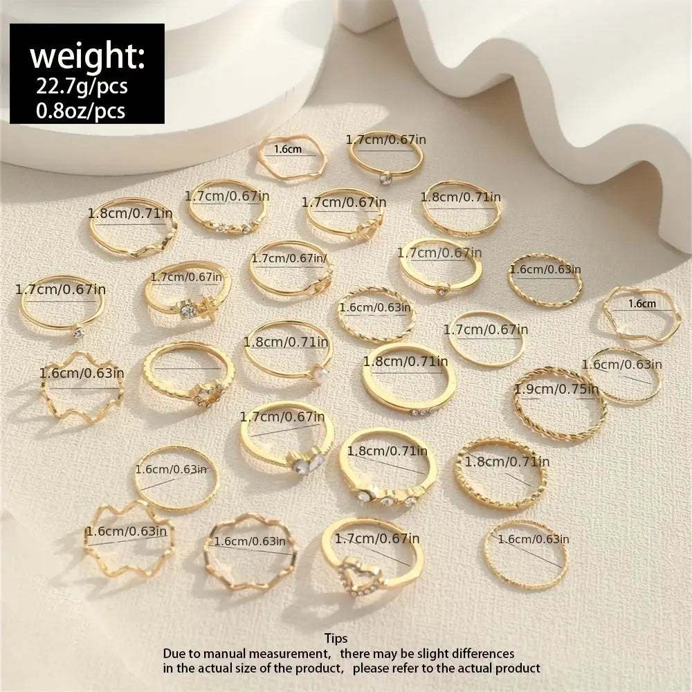 28pcs Y2k Rings Set