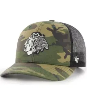 '47 Men's NHL Camo/Black Chicago Blackhawks Trucker Snapback Hat