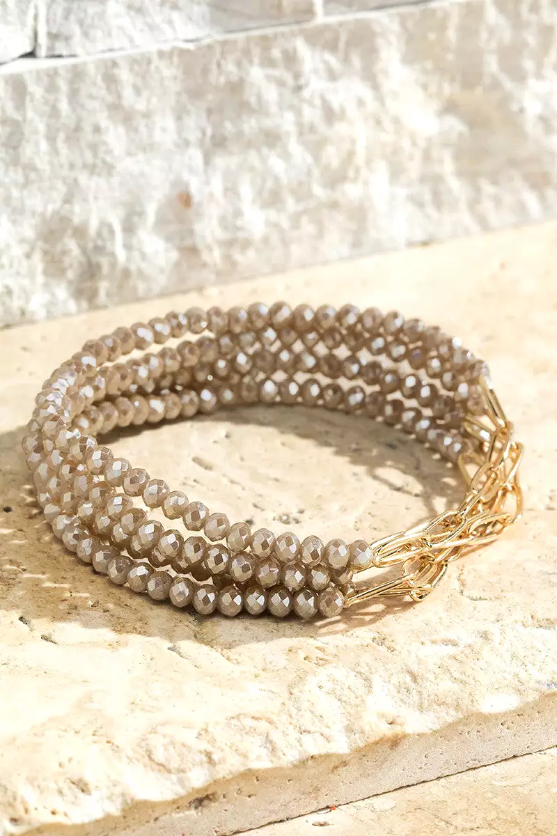 5 Strand Glass & Chain Bracelet