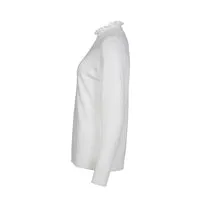 6258- Winter White Frill Polo Neck Jumper - Sunday