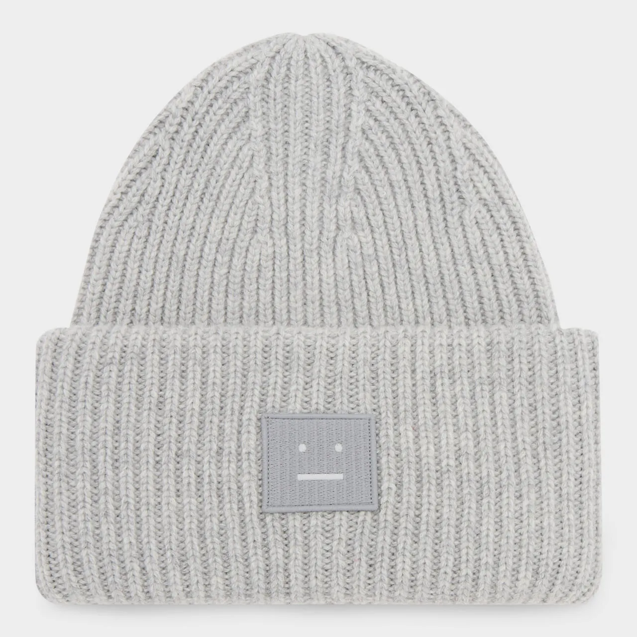 ACNE STUDIOS The Sustainable Edit Face Logo Beanie Hat - Light Grey