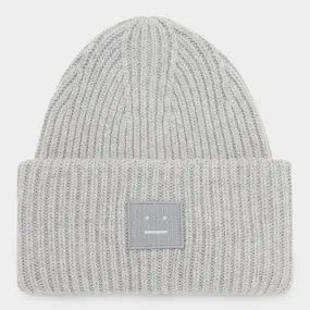 ACNE STUDIOS The Sustainable Edit Face Logo Beanie Hat - Light Grey