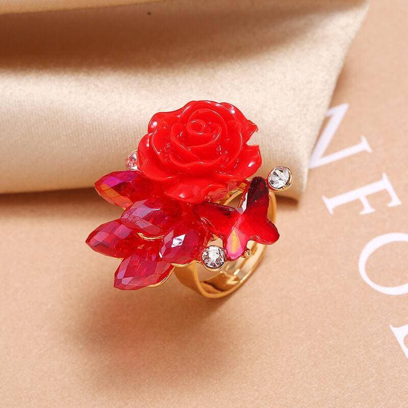 Adjusting Flower Rhinestone Rings