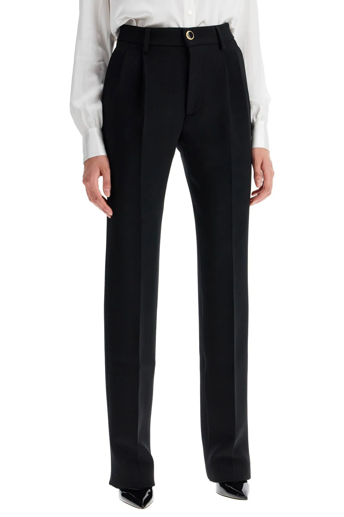 Alessandra Rich Woolen Cigarette Pants For Women   Black