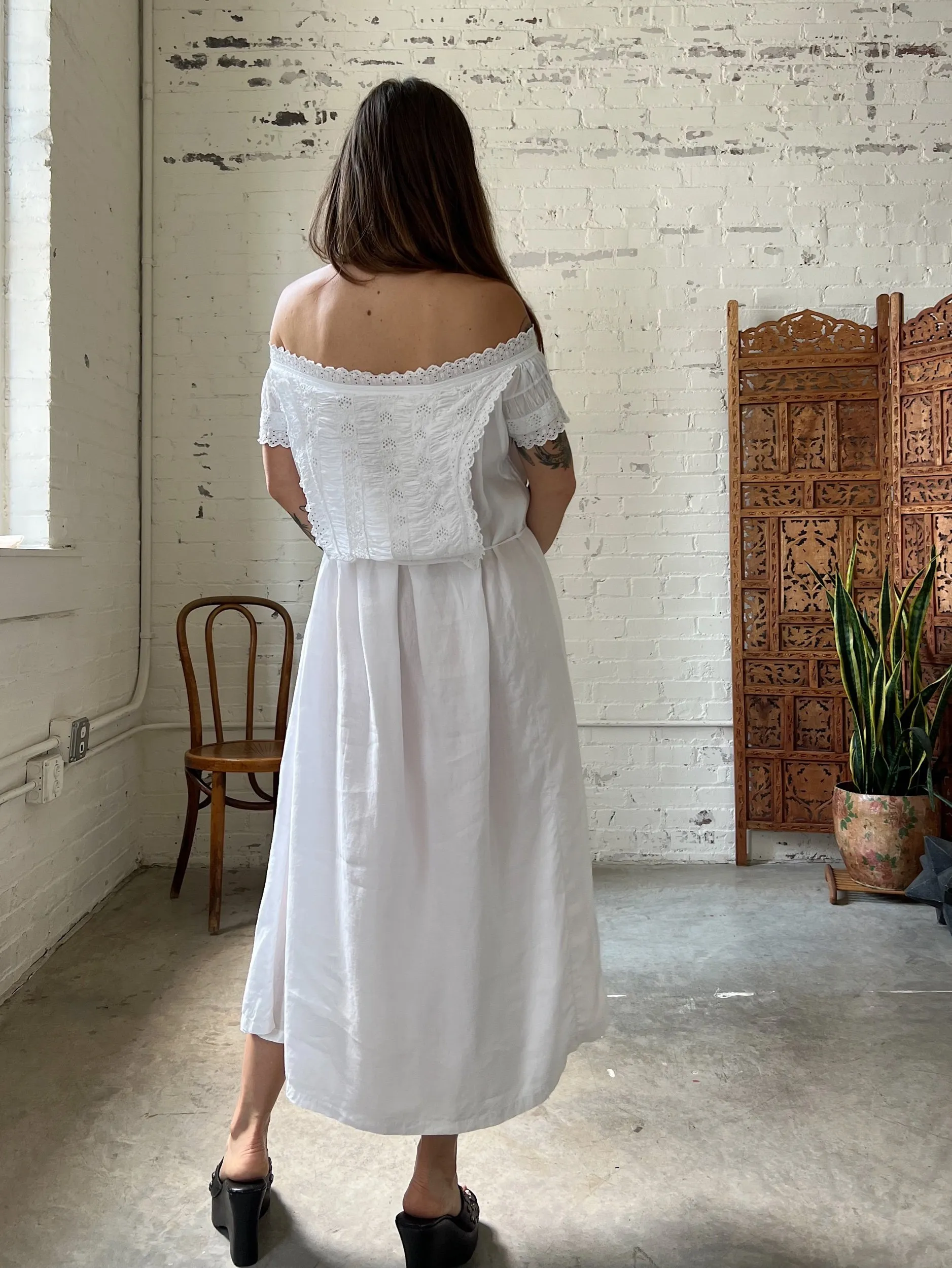 Antique Cotton Nightgown, XS-Large-