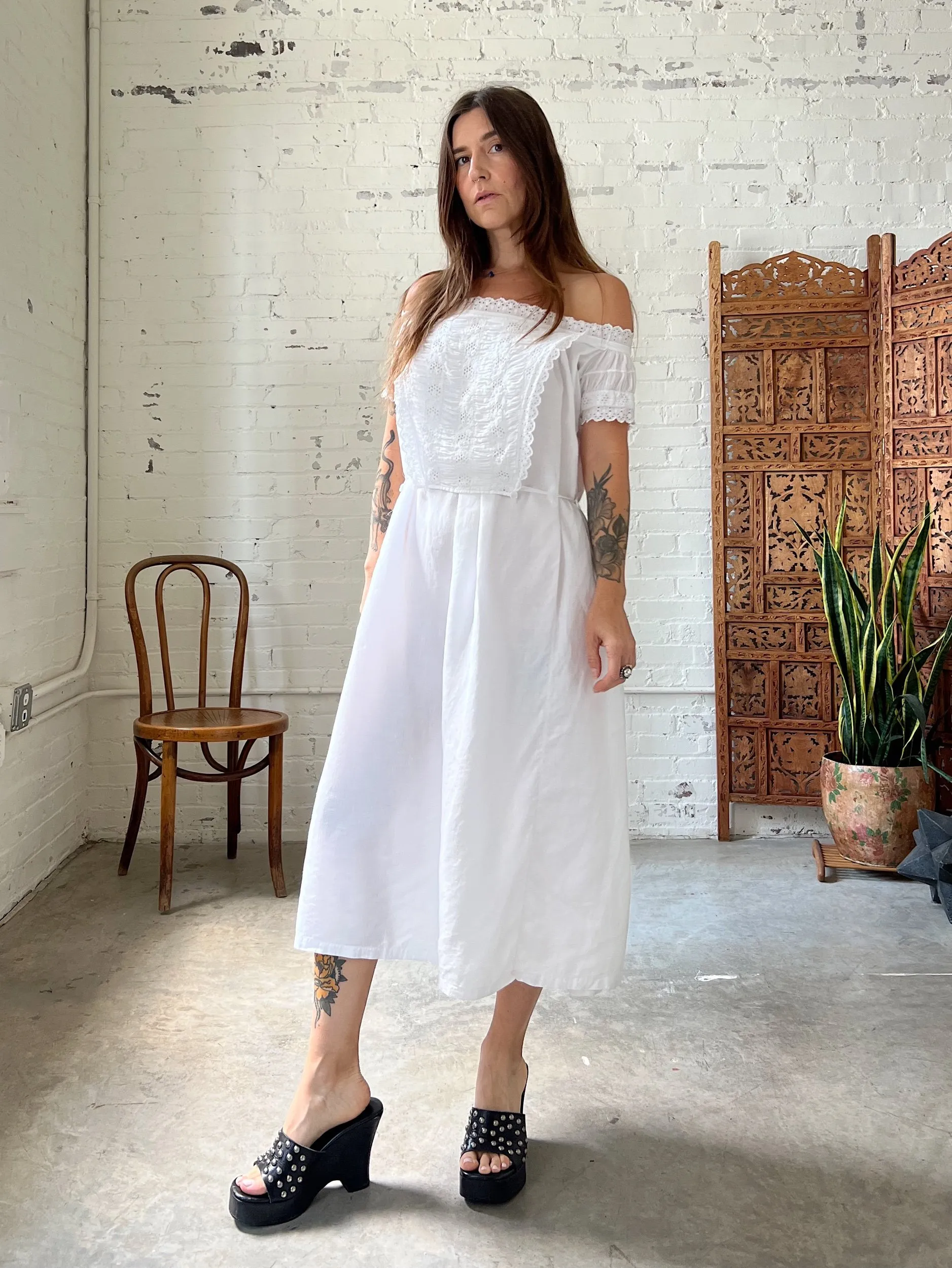 Antique Cotton Nightgown, XS-Large-