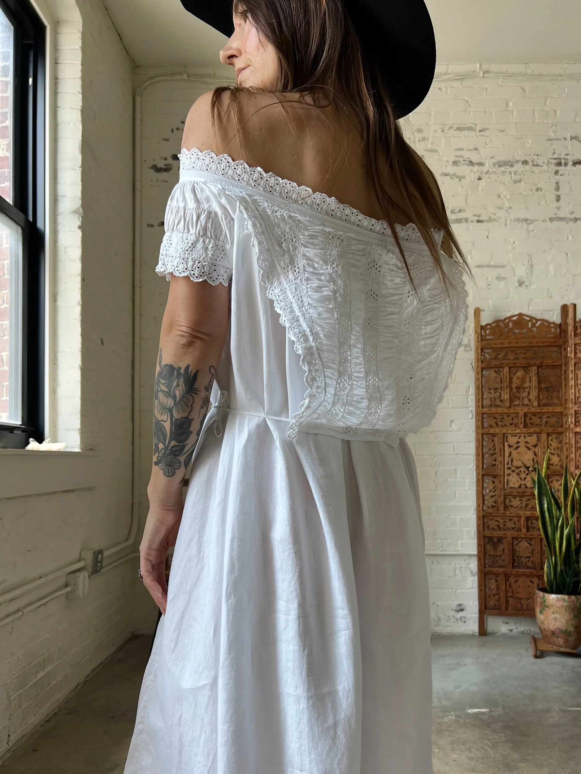 Antique Cotton Nightgown, XS-Large-