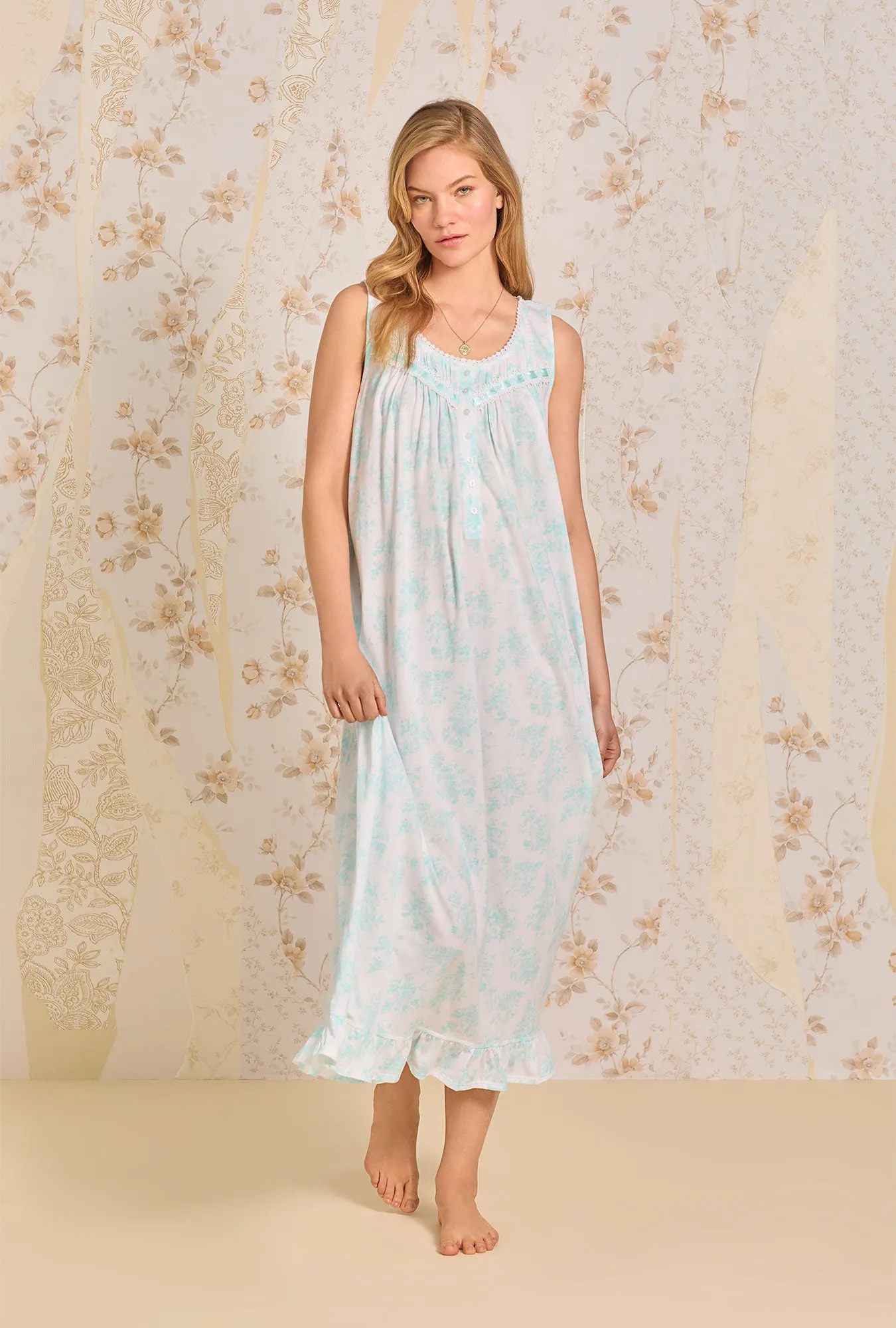 Aqua Dream Floral Eileen Knit Nightgown