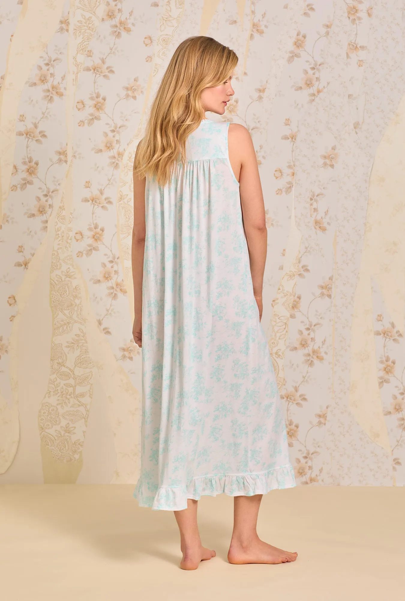 Aqua Dream Floral Eileen Knit Nightgown