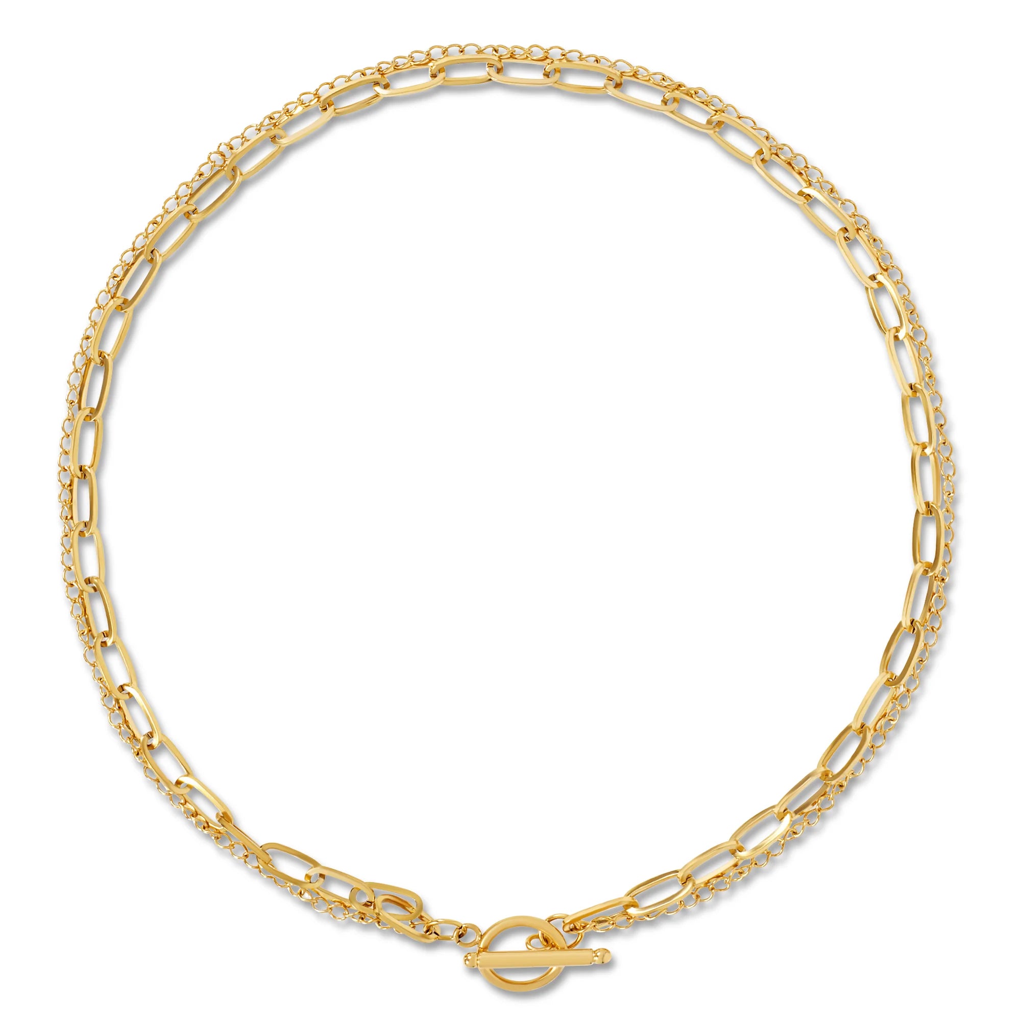 Arden Double Chain Gold Toggle Necklace