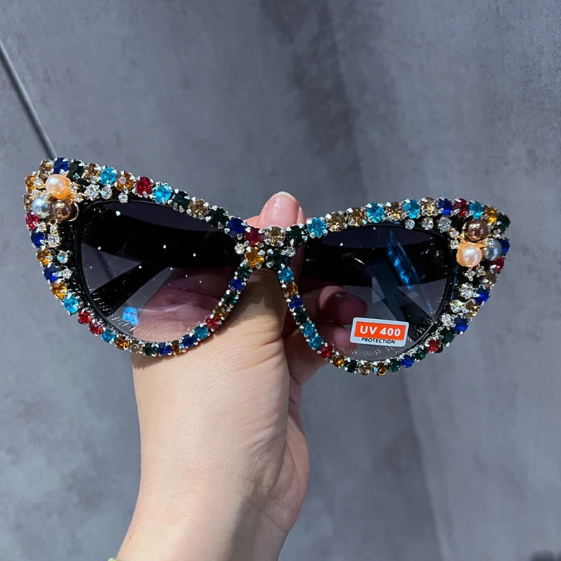 Ashore Shop Cat eys Sunglasses Women Oversized Sun Glasses Luxury Crystal Retro Shades