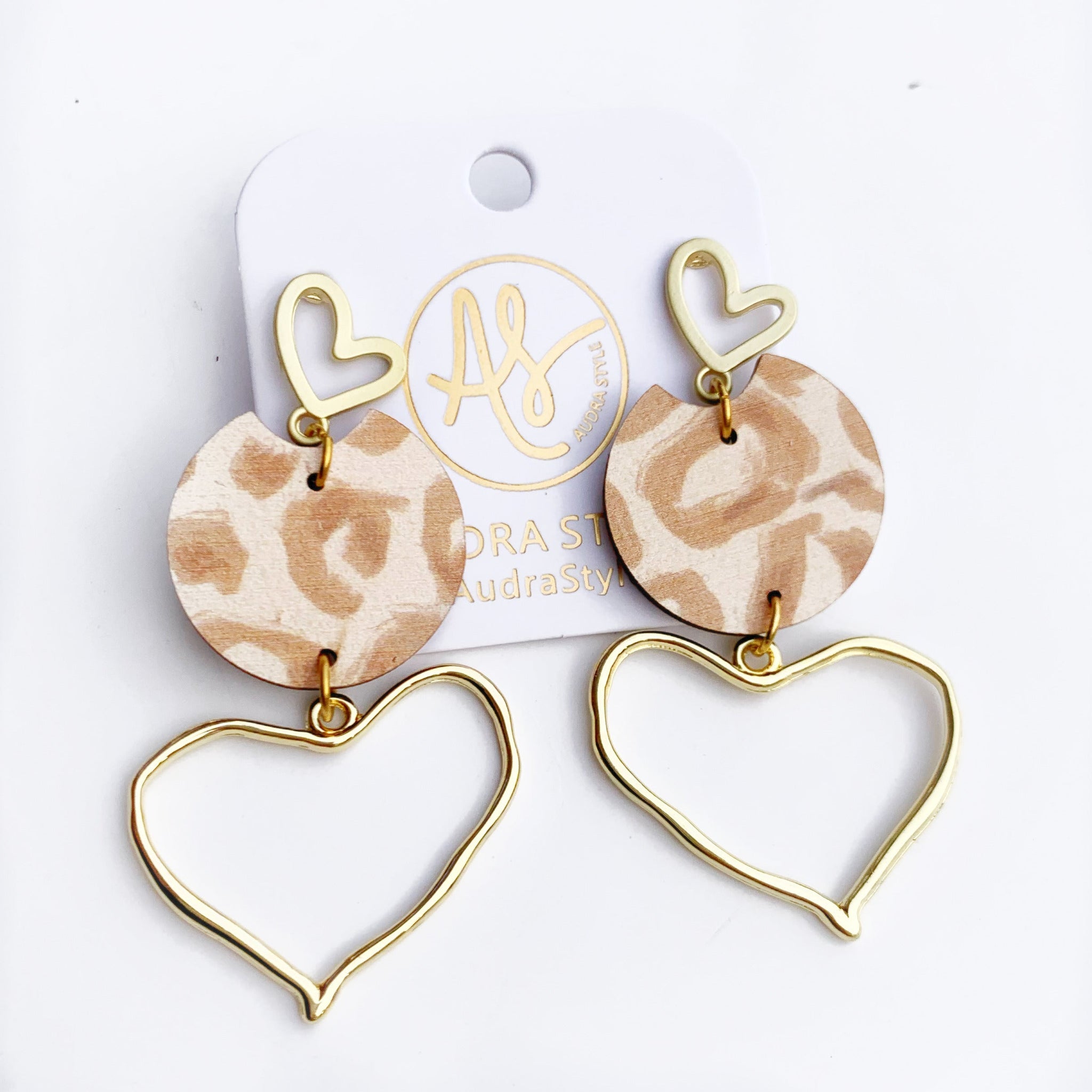 Audra Style Brass Open Hearts Earrings