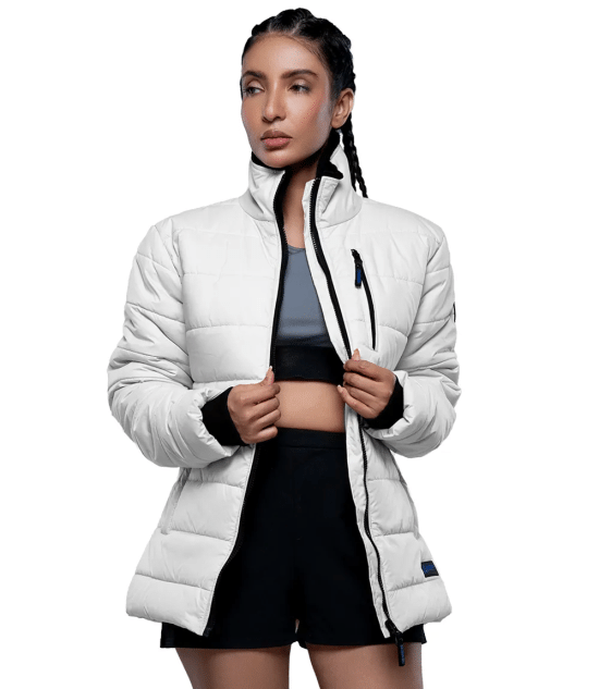 Azaria Women White High Collar Puffer Jacket 