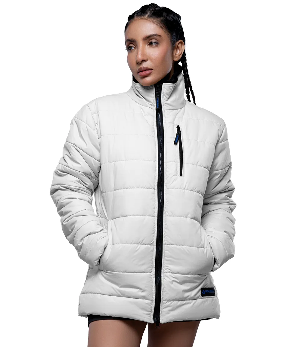 Azaria Women White High Collar Puffer Jacket 