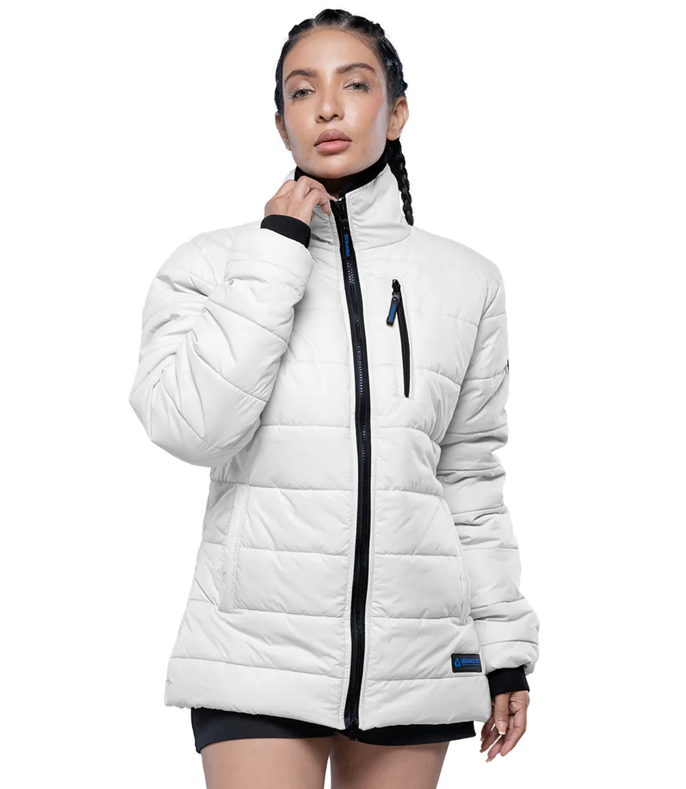 Azaria Women White High Collar Puffer Jacket 