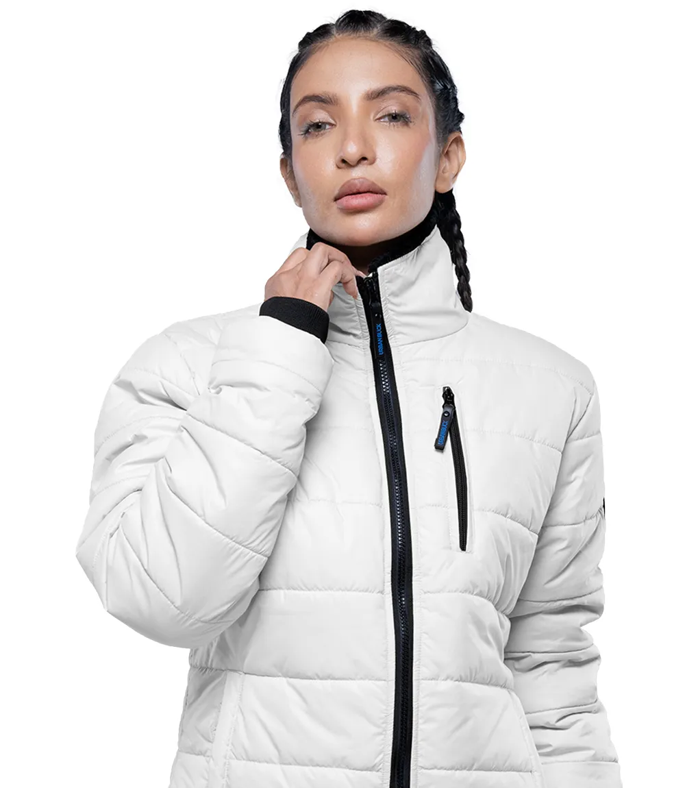 Azaria Women White High Collar Puffer Jacket 