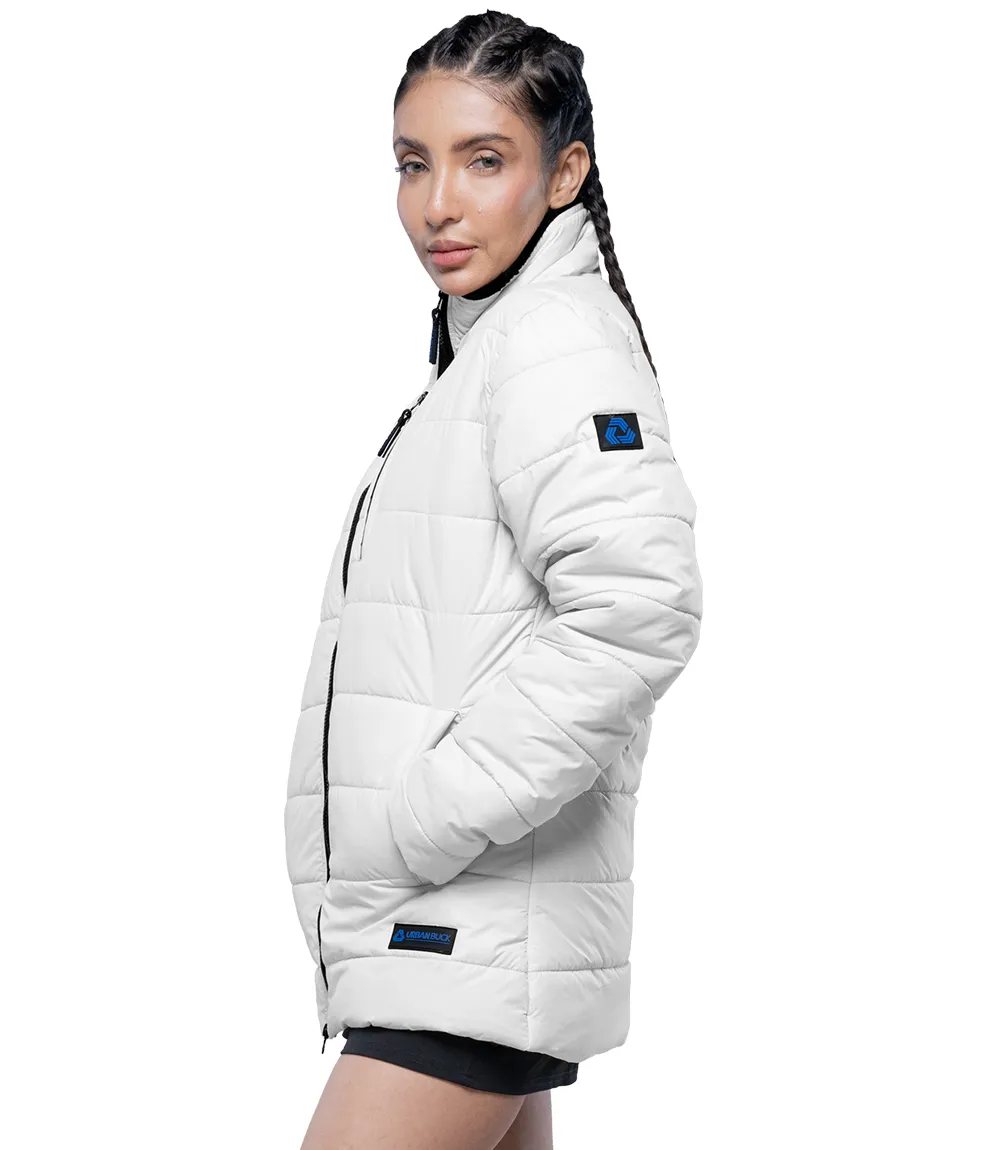 Azaria Women White High Collar Puffer Jacket 