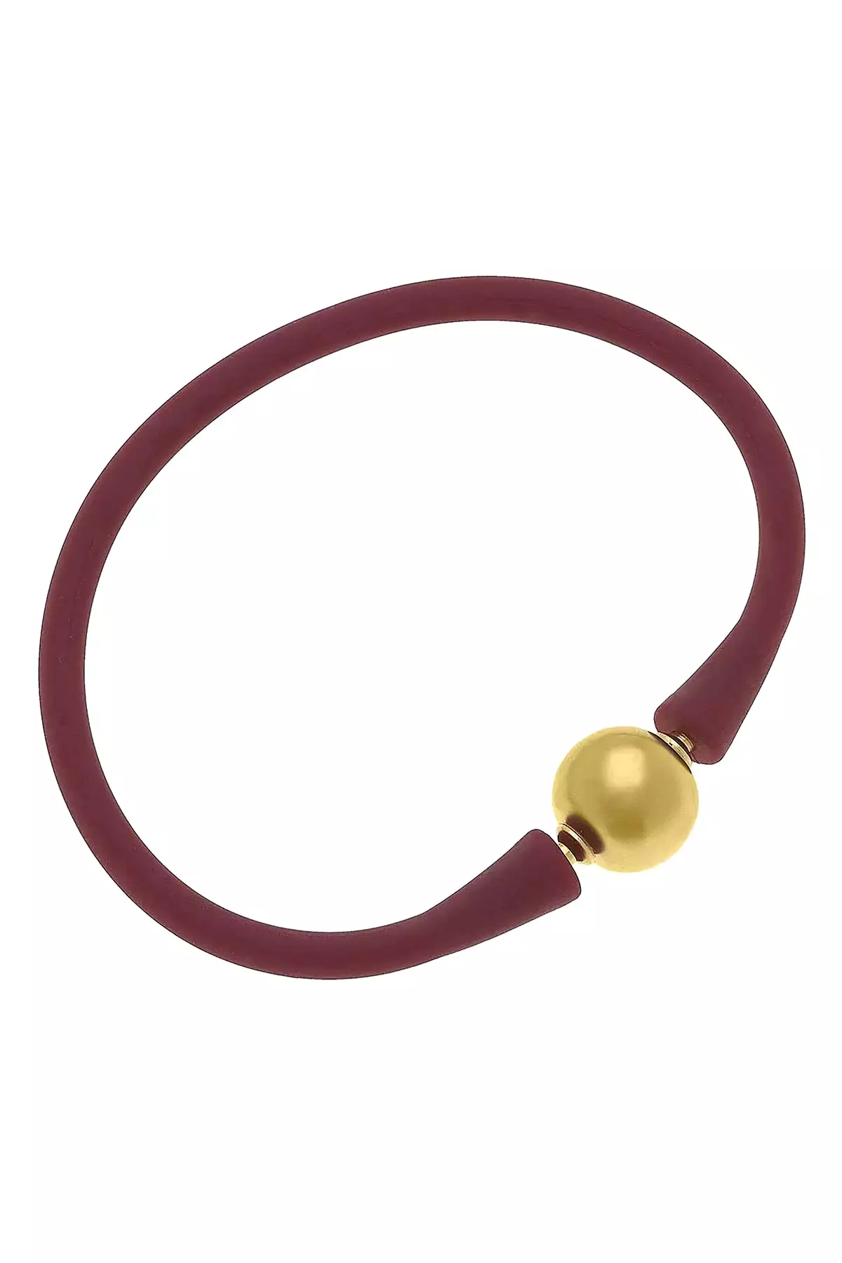 Bali 24K Gold Plated Ball Bead Silicone Bracelet in Burgundy