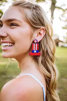 Beaded Uncle Sam Tophat Earrings