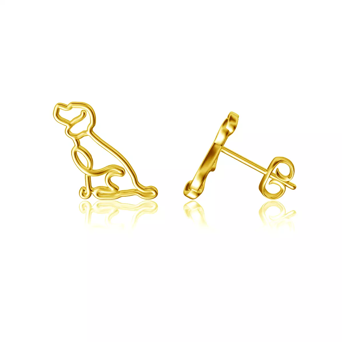 Beagle Silhouette Post Earrings - Gold Plated