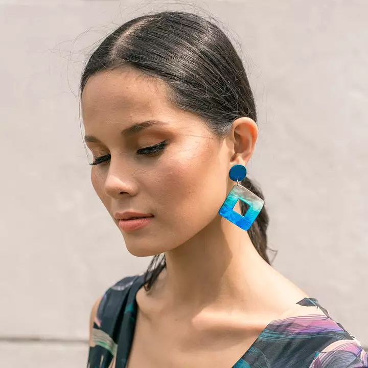 Bern Capiz Earrings in Princess Blue