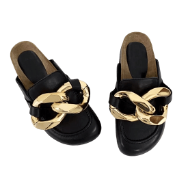 Big Gold Chain Slip On Sandals