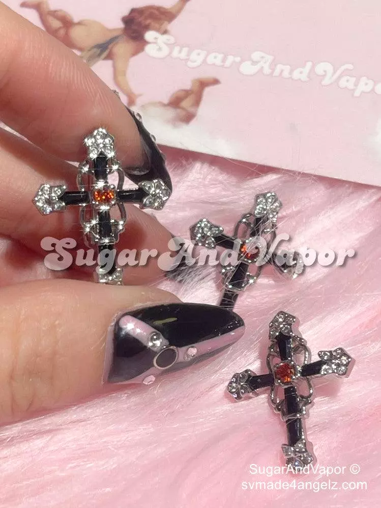 Black Cross Top Mount Belly Ring