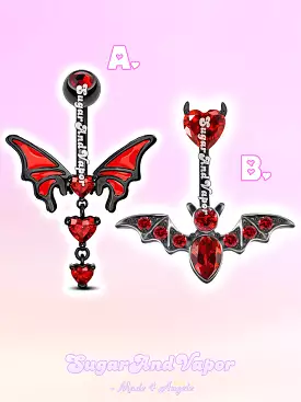 Black Red Devil Wings Belly Ring