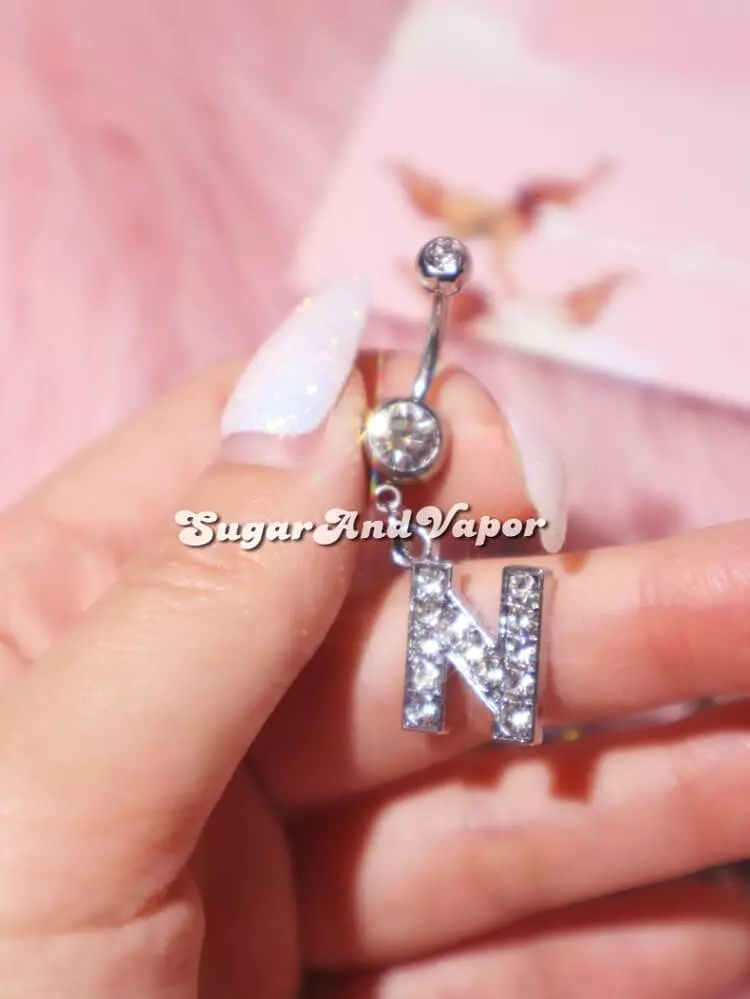 Bling Custom Initial Letters Belly Ring