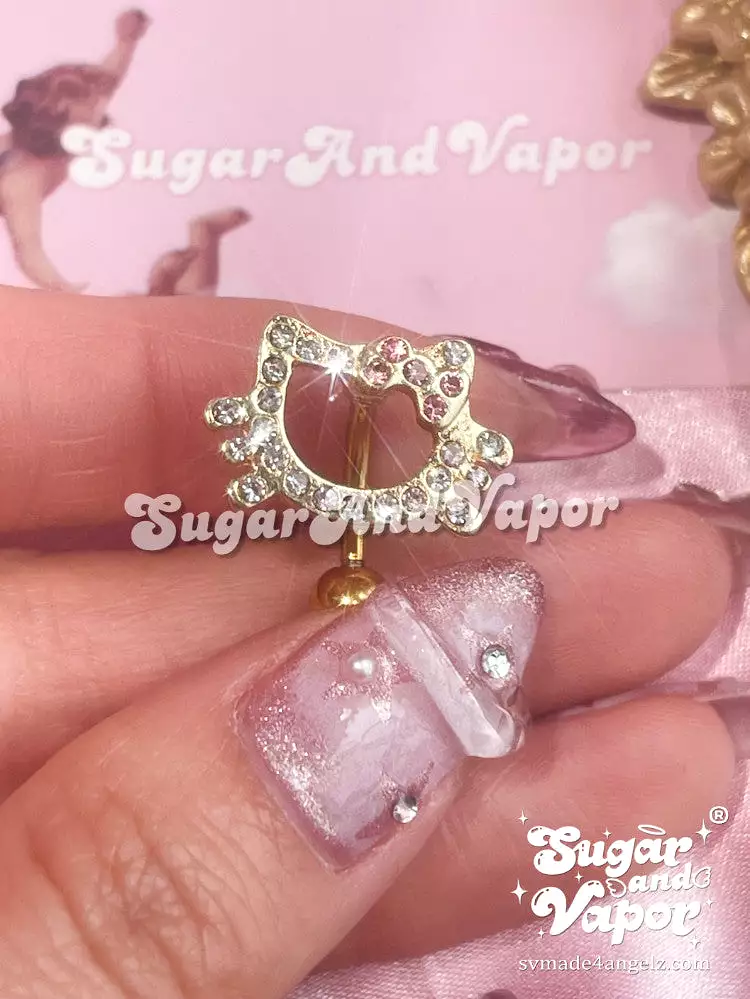 Bling Kawaii Kitten Top Mount Belly Ring