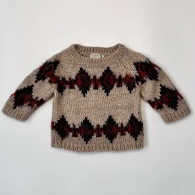 Bonpoint Alpaca Mix Nordic Style Intarsia Chunky Knit Jumper: 6 Months