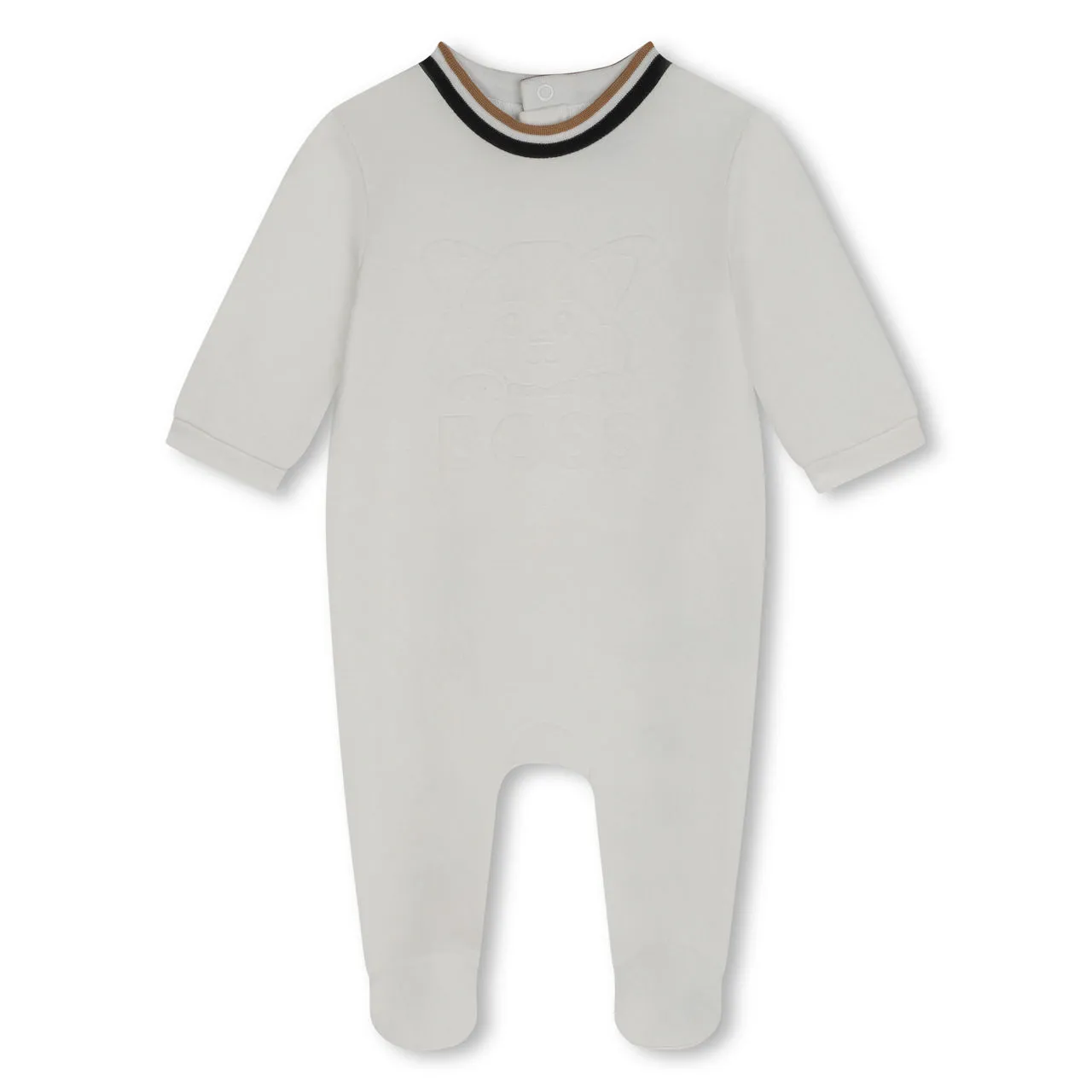 BOSS KIDS Stripe Two-Piece Hat & Babygrow Set - Cream