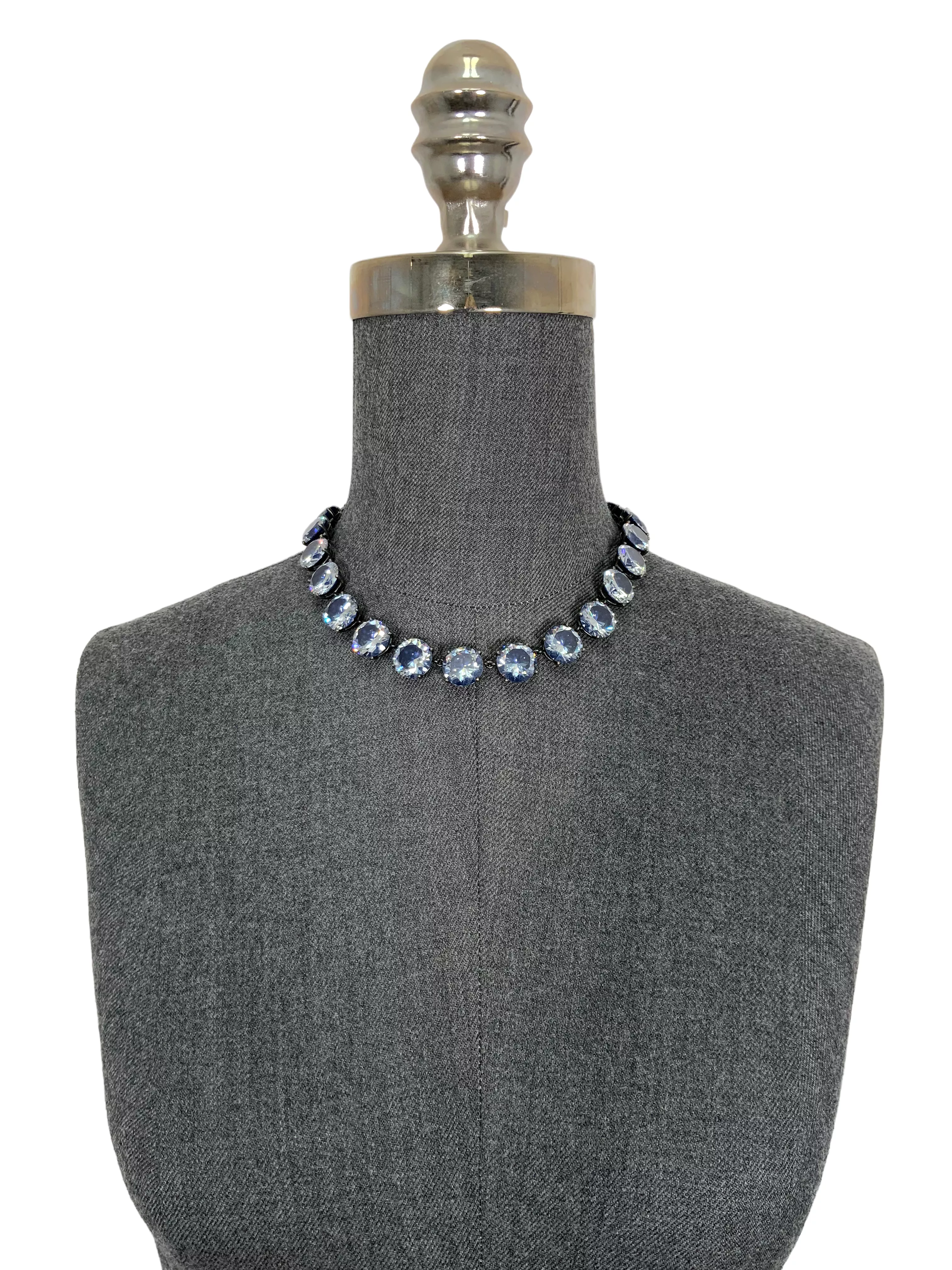 Bottega Veneta Oxidized Sterling Silver Cubic Zirconia Necklace