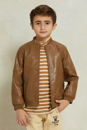 Boys Brown Bomber Jacket