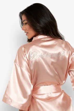 Bridesmaid Diamante Satin Robe