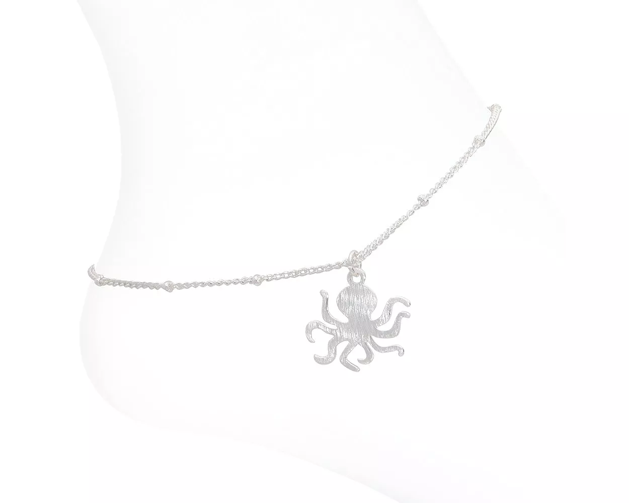 Brushed Silver Octopus Anklet