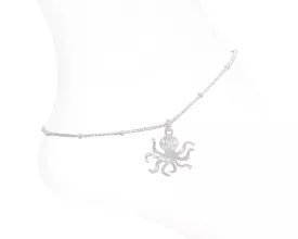 Brushed Silver Octopus Anklet