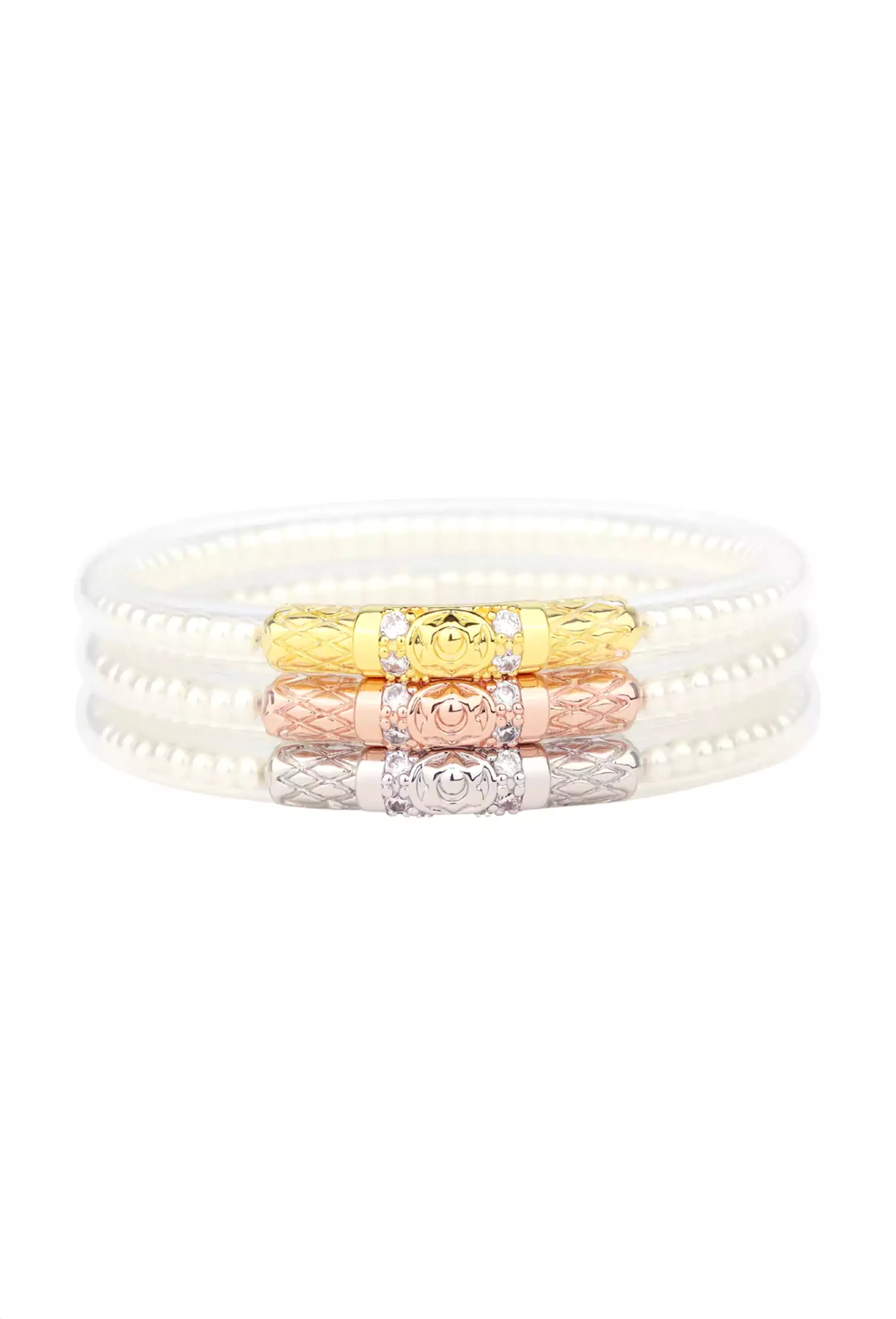 BUDHAGIRL Three Queens Bangles in Pearl