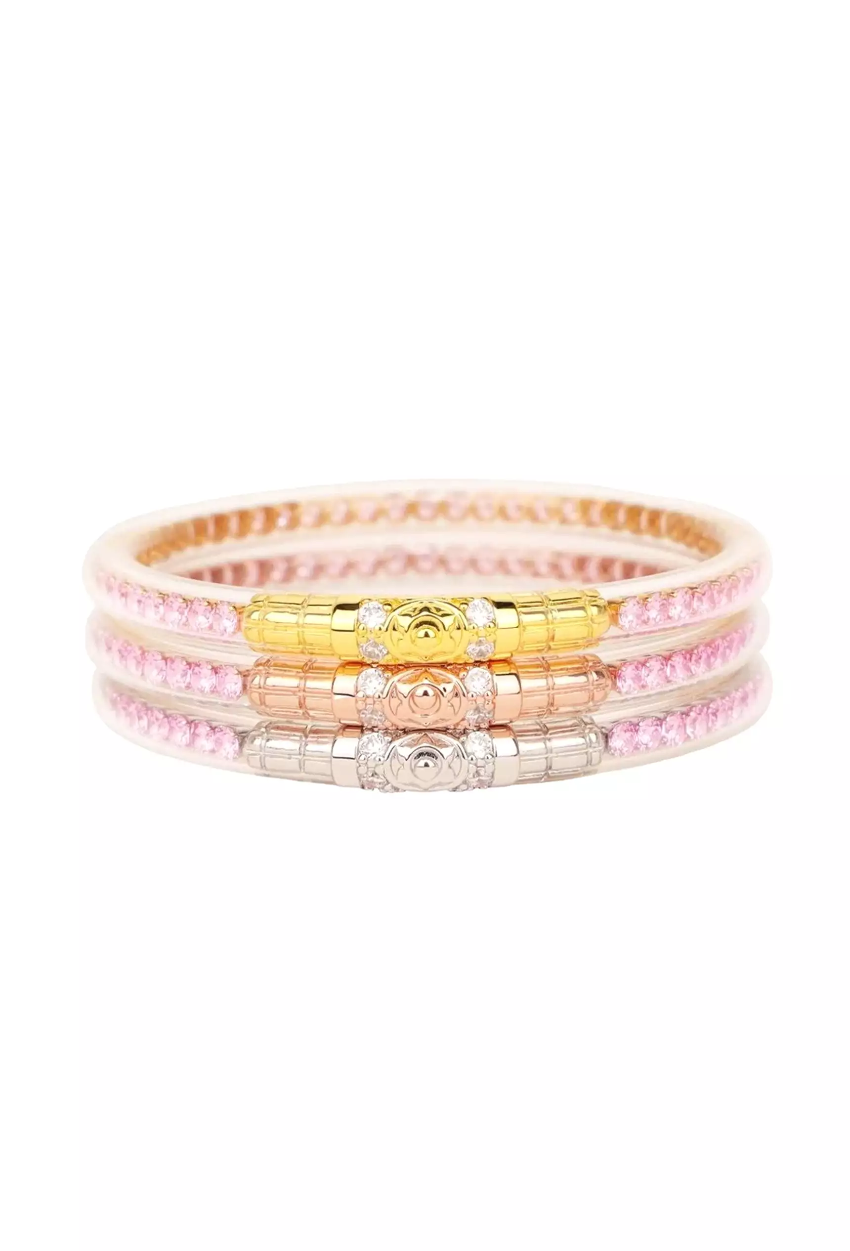 BUDHAGIRL Three Queens Bangles in Petal Pink