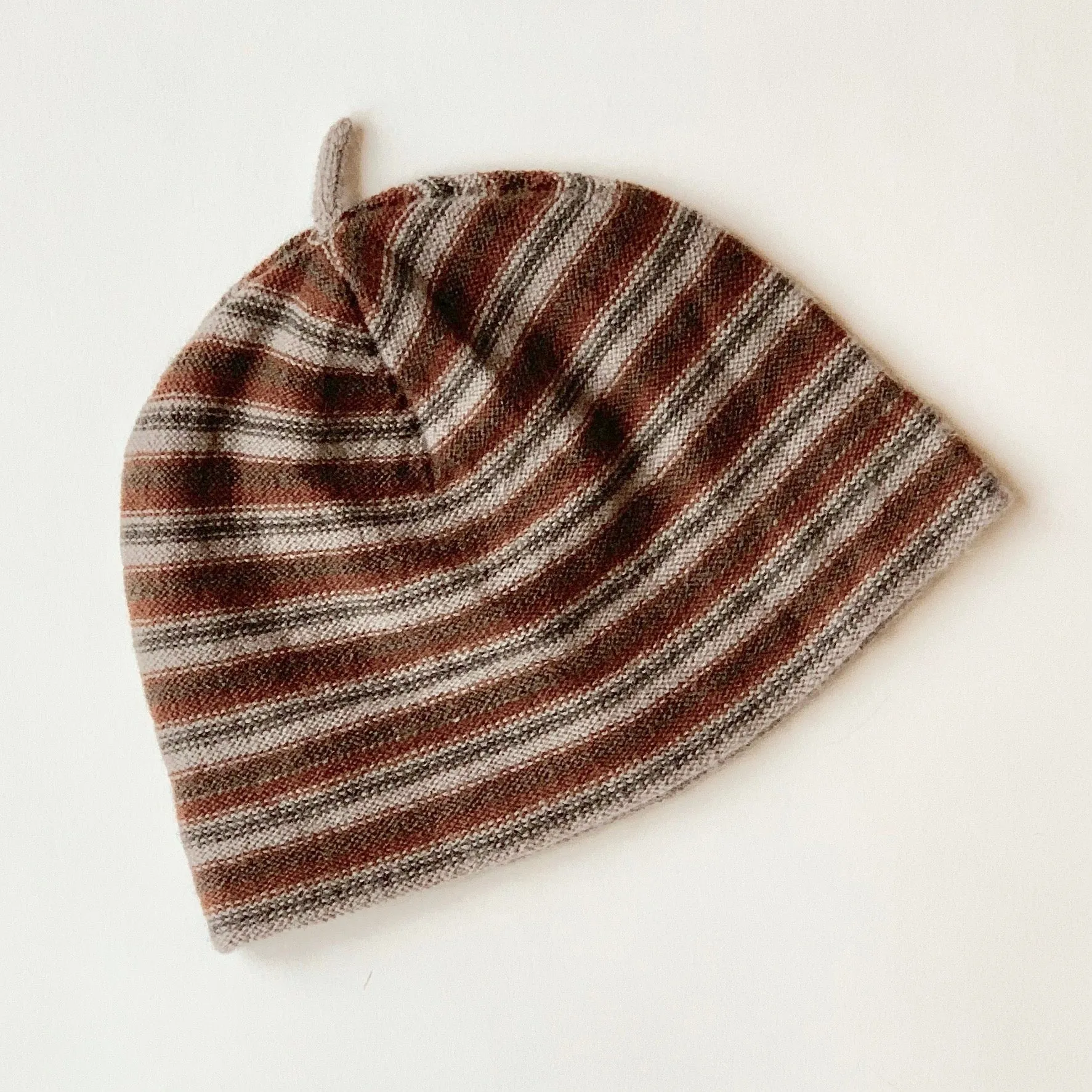 Caramel Striped Wool & Cashmere Mix Baby Hat: 3-6 Months