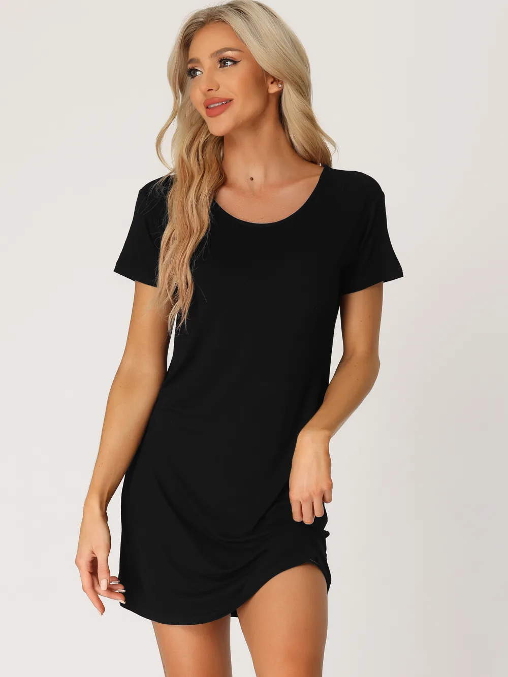 cheibear - Round Neck Basic T-Shirt Nightgown