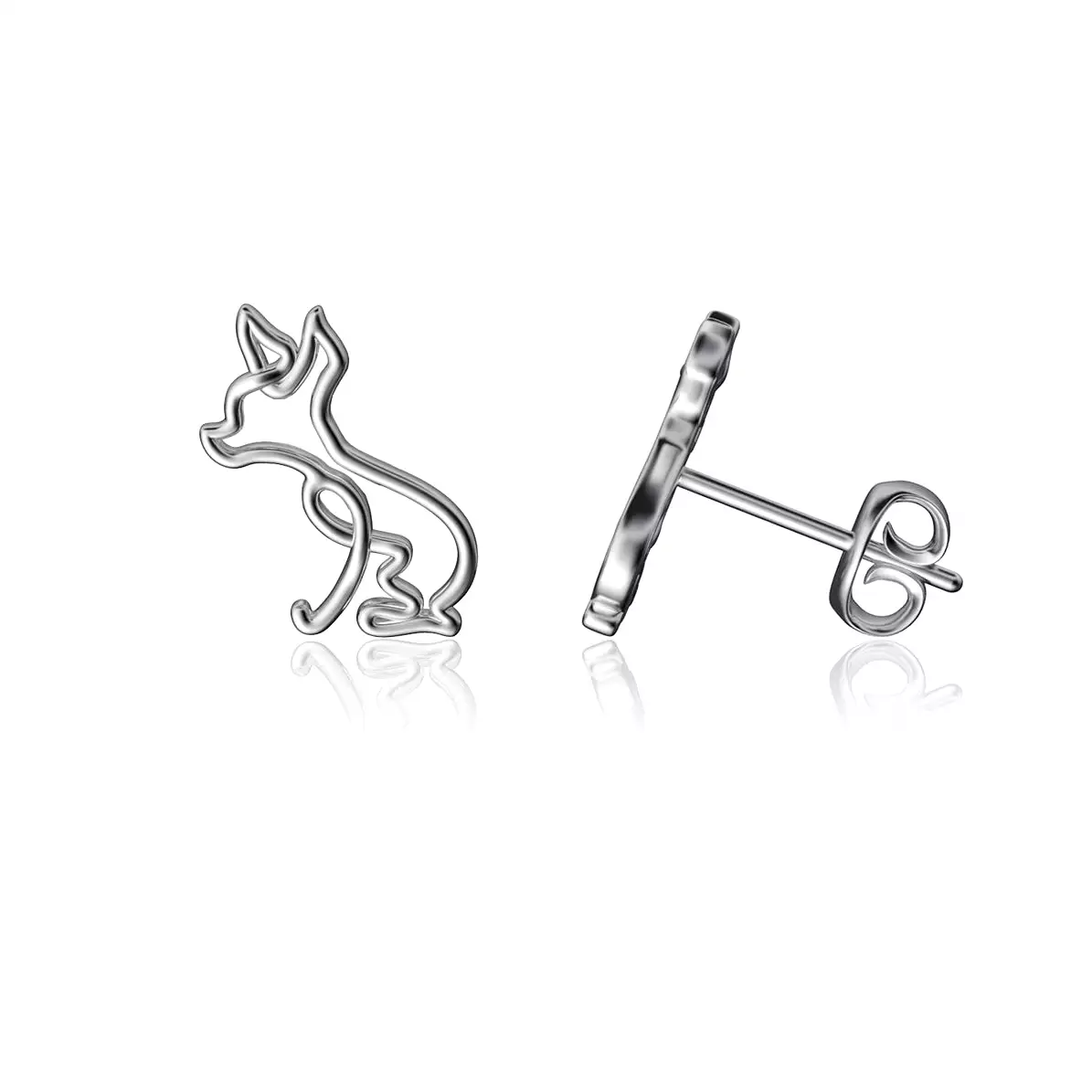 Chihuahua Post Earrings - Silver