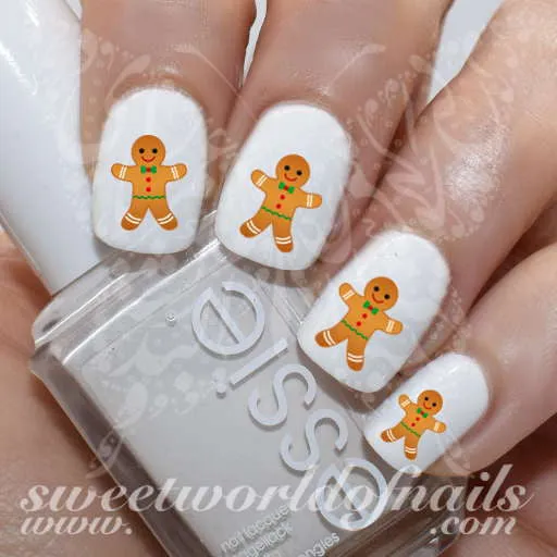 Christmas Nail Art Gingerbread Man Nail Water Decals Water Slides