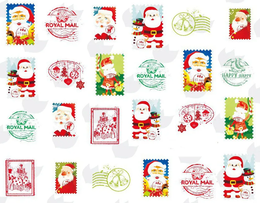 Christmas Nail Art Santa Claus Water Decals Transfers Wraps