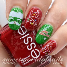 Christmas Nail Art Santa Face Tree Nail water Decals