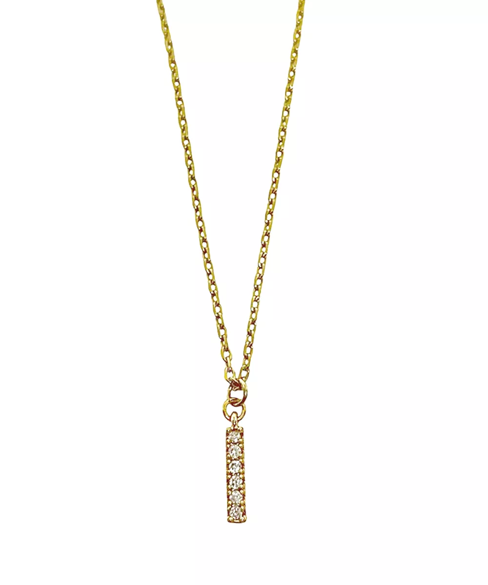 Crystal Bar Necklace - Gold