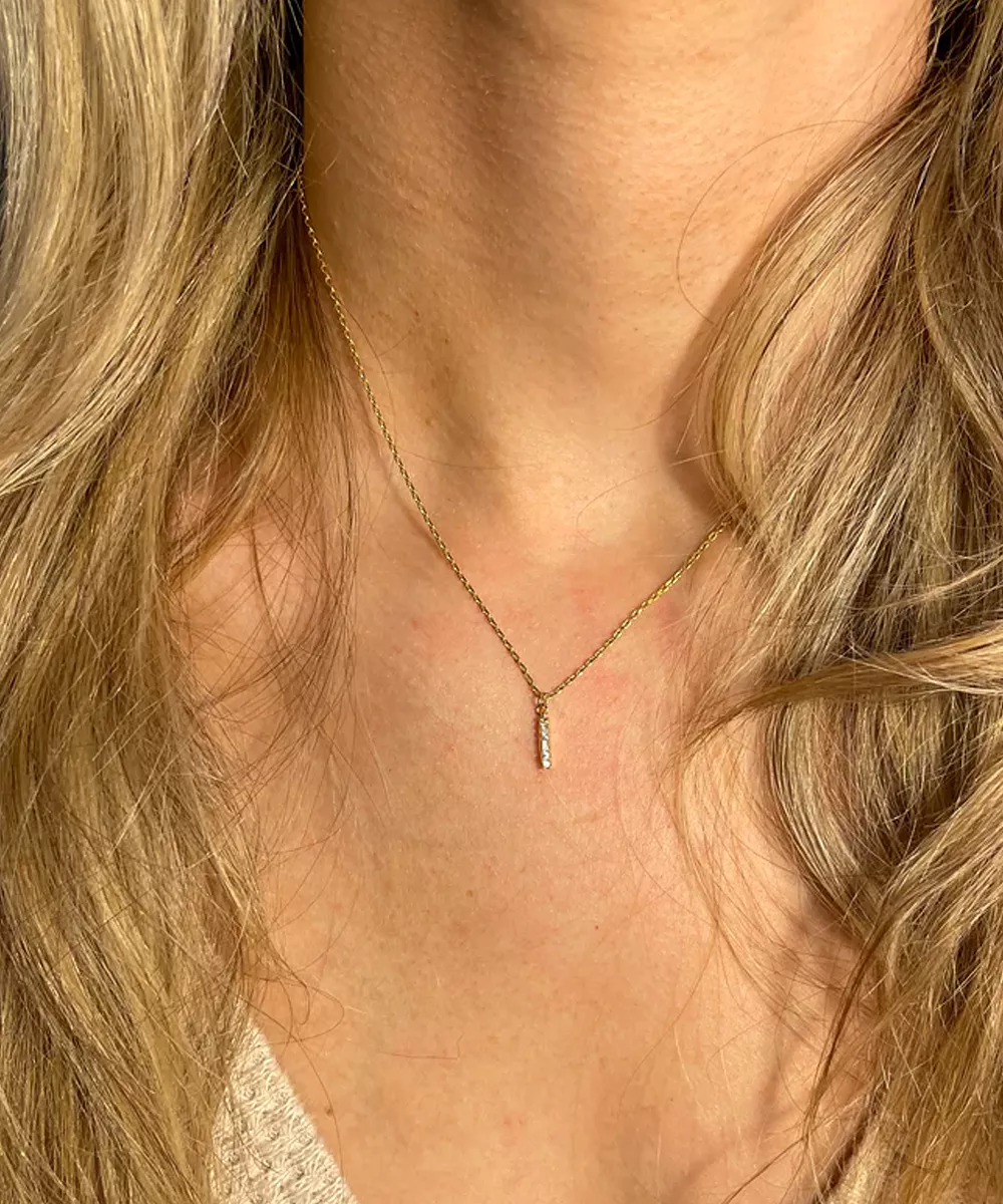 Crystal Bar Necklace - Gold